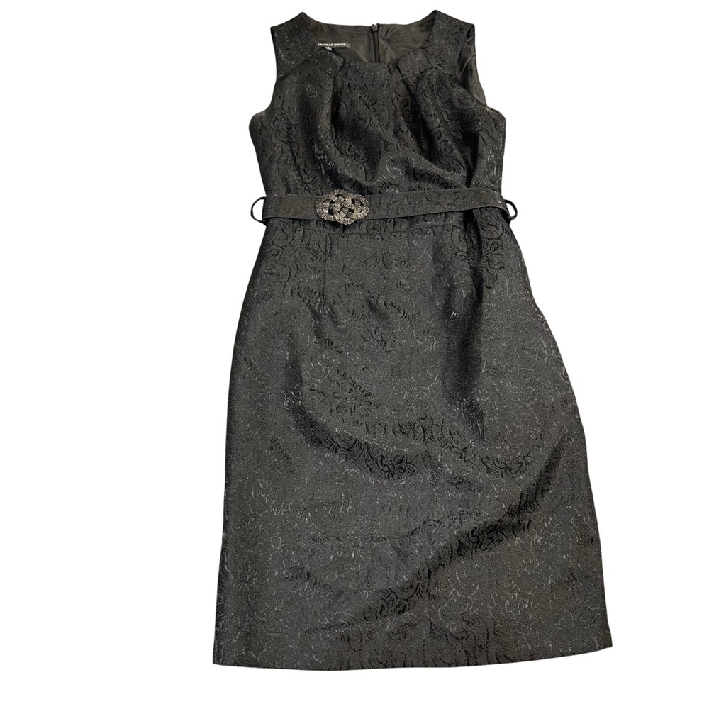 Jones Wear Dress Black Floral Sheath Dress Sz 4 Sleeveless autumn wedding guest